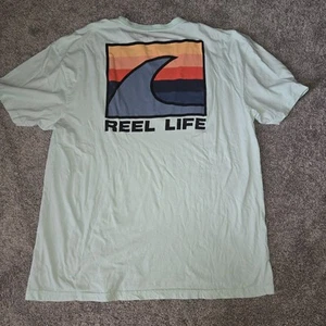 Reel Life Ocean Wave Light Green Graphic Hook Logo Men’s Size XXL Tee T-Shirt - Imagen 1 de 7
