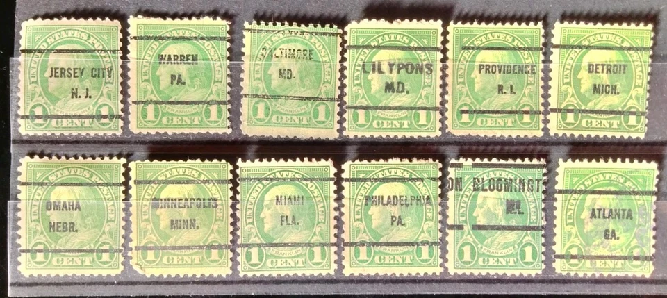 U.S. 1¢ Ben Franklin Stamps Sc.632 City Overprints Used F-VF 1926 - Image 1 of 4
