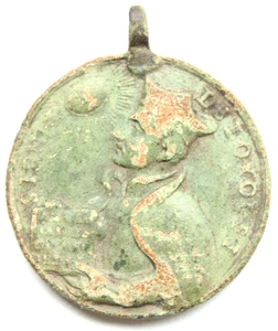 Antike Bronze religiöse Medaille Hl. Ignatius von Loyola - Bild 1 von 4
