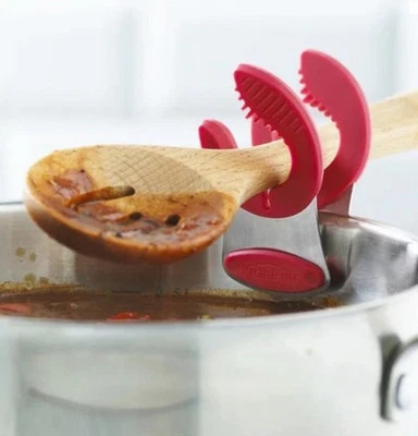 Trudeau Flex Pot Clip Acero Inoxidable Olla Clip Soporte Cuchara Soporte Utensilios Rojo Foto 1 de 4