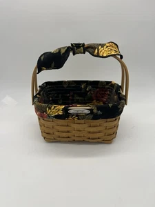 Longaberger 2009 Woven Memories Basket Black Floral With Liner - Picture 1 of 10