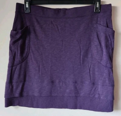 Horny 蟾蜍女式紫色针织拉迷你裙口袋弹性腰围 XL 码 — 第 1/4 张图片