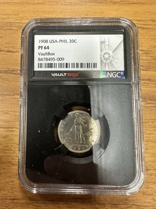 1908 USA-PHIL 20C NGC PF64 Vaultbox Masonic High Grade - Picture 1 of 2