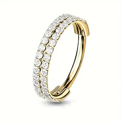 Elegante anillo nasal sin costuras 16G con incrustaciones de circonita sintética de acero inoxidable Foto 1 de 4