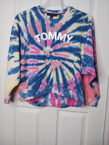 Tommy Hilfiger Damen Gr. L Tie-dyed Cropped Sweatshirt Streetwear Skate Y2K - Bild 1 von 7