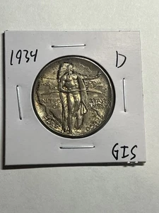 1934-D Oregon Trail Silver Half Dollar UNC Nice Tone - Picture 1 of 4