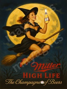 Póster retro vintage Miller High Life 18x24 cerveza arte hombre cueva bar decoración póster - Imagen 1 de 4