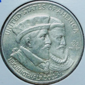 1924 HUGUENOT TERCENTENARY COMMEMORATIVE U. S. 50 ¢ - .900 SILVER - CMHD 157 - Picture 1 of 8