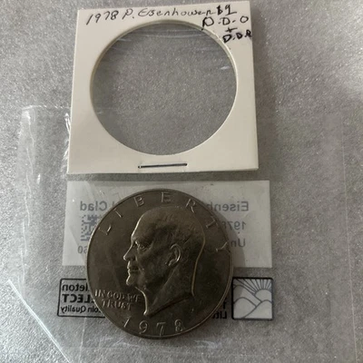 Uncirculated 1978 Eisenhower multi-mint error $1 Coin DDO & DDR brush struck  - Image 1 of 4