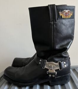 Harley Davidson motorcycle black leather boots UK 12M