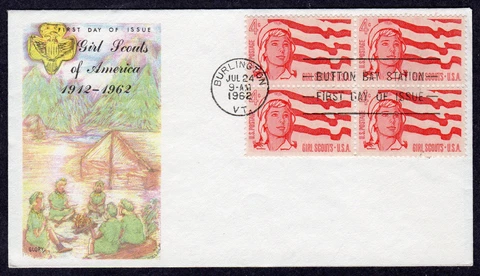 1962 US Girl Scouting 50th (1199) Blk/4 - Glory FDC MS872 Cover