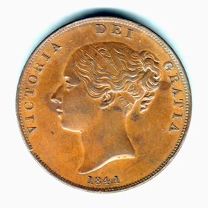 Great Britain. 1841 Victoria - Penny.. No Colon.. gEF - much underlying Lustre - Picture 1 of 2
