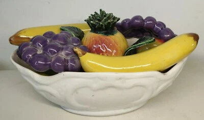 Ancienne Coupe de Fruits Centre De Table Trompe L'oeil Vintage déco collection - Photo 1/4