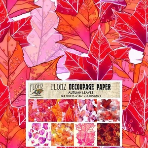 Decoupage Paper Pack 24 Sheets 6"x6" Bright Autumn Leaves Vintage Styled Pape... - Picture 1 of 1