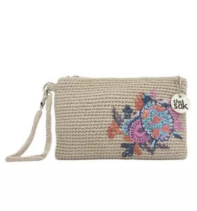 NWT The Sak Vita Crochet Wristlet Ecru Seascape Sea Turtles 8.5 x 5.3+ bag charm - Picture 1 of 11
