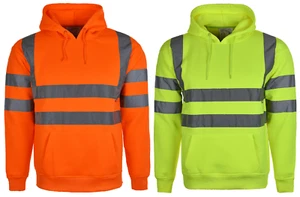 Men Hi Vis High Visibility Sweatshirt Hooded Jumper Fleece Workwear Hoody S-5XL - Picture 1 of 1