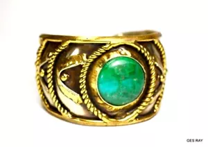 Brazalete Modernista Mediados de Siglo Brutalista Azurita Plata Latón - Imagen 1 de 7