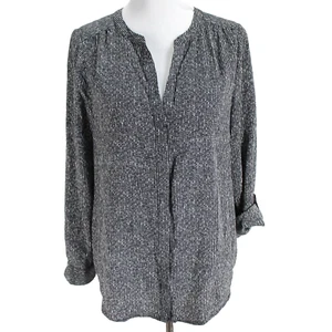 Joie Seidenbluse Oberteil Damen M schwarz weiß lang Rollriegelärmel Knopfleiste - Bild 1 von 7