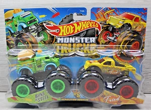 Hot Wheels Monster Trucks Demolition Doubles Buns of Steel VS All Fired Up NIB - Picture 1 of 3