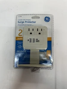 GE 2 Outlet Tab with USB Charging W/ device holder, NEW Free Shipping - Picture 1 of 4