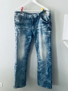 Affliction Jeans Men’s 38x33 Premium Blake Relaxed Distress Denim White Wash - Picture 1 of 9