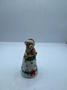 "Campana de cena de cerámica de oso de peluche de Navidad vintage de 4 1/2""" - Imagen 1 de 5
