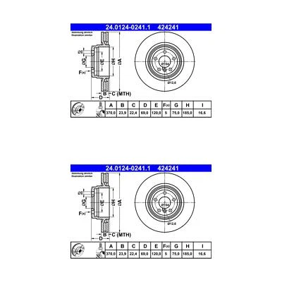 Rotores de freno de disco traseros BMW ALPINA B7 ATE (2) 424241 34216775291 Foto 1 de 2