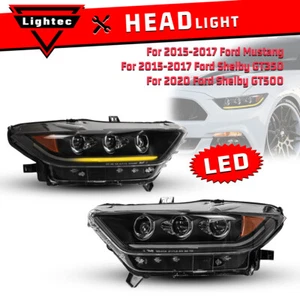 LED DRL Projector Headlights for 15-17 Ford Mustang Sequential Turn Signal Lamps - Picture 1 of 12