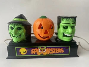 Vintage SPOOKSTERS Blinking Halloween Decoration Witch JOL Frankenstein Hilco - Picture 1 of 12