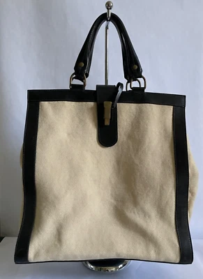 Barneys New York тяжелая льняная сумка с кожаной отделкой - Изображение 1 из 4