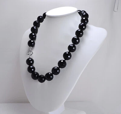 COLLANA IN ARGENTO 925 E ONICE FACCETTATO 16 mm CON NODINI AGLN 0207  - Immagine 1 di 3