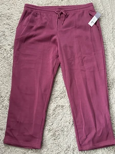 JUST BE Women's Plus Dark Pink Violet Fleece Wide Leg Sweatpants Size 3X NWT - Picture 1 of 6