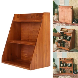 Vintage Wooden Wall Shelf Unit Storage Shelves Desktop Organiser Ladder Shelving - Picture 1 of 10