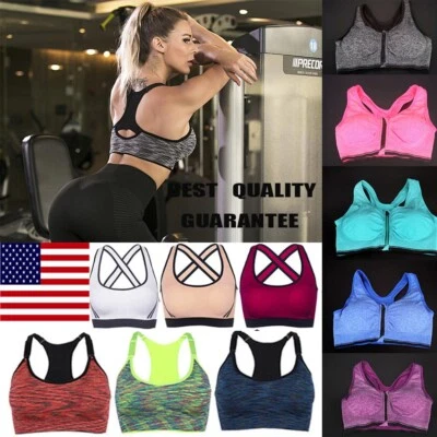 Sujetadores deportivos cómodos Yoga Correr Modelador Cremallera frontal Inalámbrico Acolchado Chaleco Camiseta sin mangas Foto 1 de 4