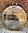 Antique Glass-Golden Finish Ship Window Wall 17 inches Canal Boat Porthole Gift