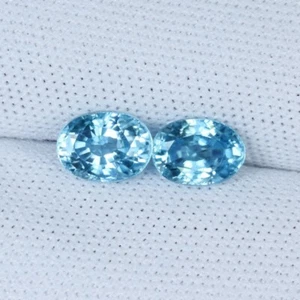 2,67 Cts Incredibile Lucentezza Diamante Zircone Blu Naturale - Coppia Ovale...!!!! - Foto 1 di 2