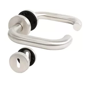 Door Push Door Handle Stainless Steel Matte Rosette Setting Model Real - Picture 1 of 10