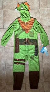 Fortnite Dinosaur Green One Piece Zip Fleece Pajamas Costume PJ’s Boys L NWT - Picture 1 of 9