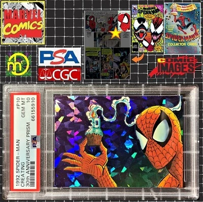 1992 Marvel Comic Images Spider-Man 30th Anniversary Prism #P10 PSA 10 GEM MINT - Image 1 of 4