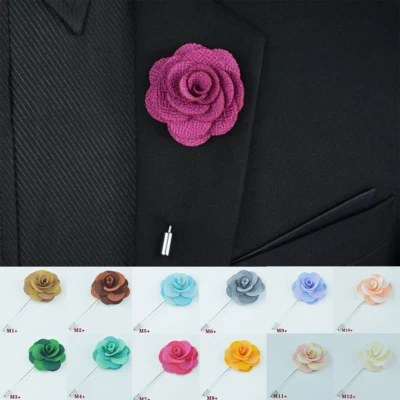 3PCS Men Nice Lapel Flower Daisy Boutonniere Stick Brooch Pin Suit Wedding Accs - Image 1 of 4