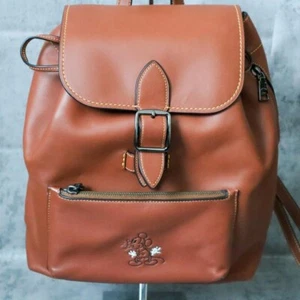 COACH Disney Back Pack Leather Brown Mickey Logo Woman 16.5"x13.8"x5.1" Japan - Picture 1 of 10