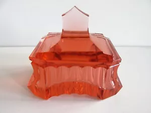 CAJA en polvo/joyería/baratija vintage bohemio Art Deco vidrio cortado rosalina - Imagen 1 de 12