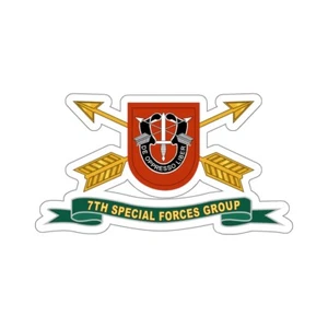 Kiss-Cut Stickers - 7th Special Forces Group - Flash w Br - Ribbon X 300 - Picture 1 of 1