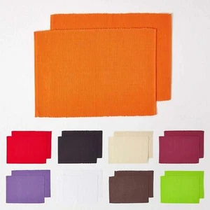 Cotton Set of 2 Placemats Plain and Check Dining Table Mats White, Cream, Red - Picture 1 of 47