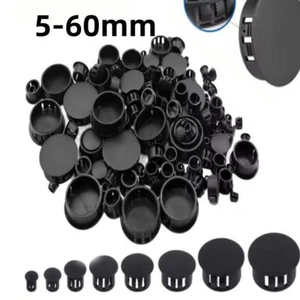 5-60mm Round Plastic Hole Plugs Blanking Finishing Inserts Masking Covers Black - Picture 1 of 7