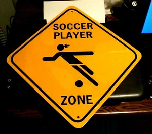 SOCCER PLAYER ZONE SIGN: 12" Girls Sport: BRAND NEW SEALED: Metal Wall Hanging - Picture 1 of 3