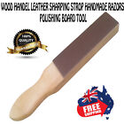 NEW Wood Handle Leather Strop Sharpening 2 Sided Knives Razors Polish Tool 1PCS