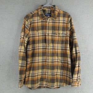Oneil Shirt Mens L Beige Plaid Flannel Windowpane Cotton Button Down Long Sleeve