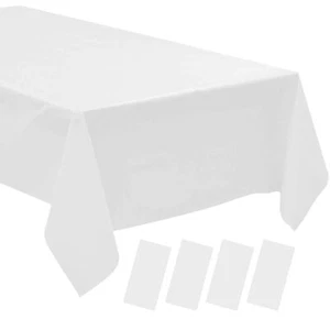 4 Pack Rectangular Tablecloths 54x108 Inch Plastic Disposable Dining Table Cover - Picture 1 of 4