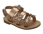 GIRLS GOLD GLITTER BUTTERFLY HOLIDAY PARTY FLAT SUMMER SANDALS UK SIZE 7-11